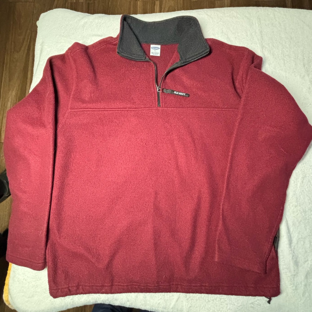 Old Navy Burgundy and Black Fleece Jacket